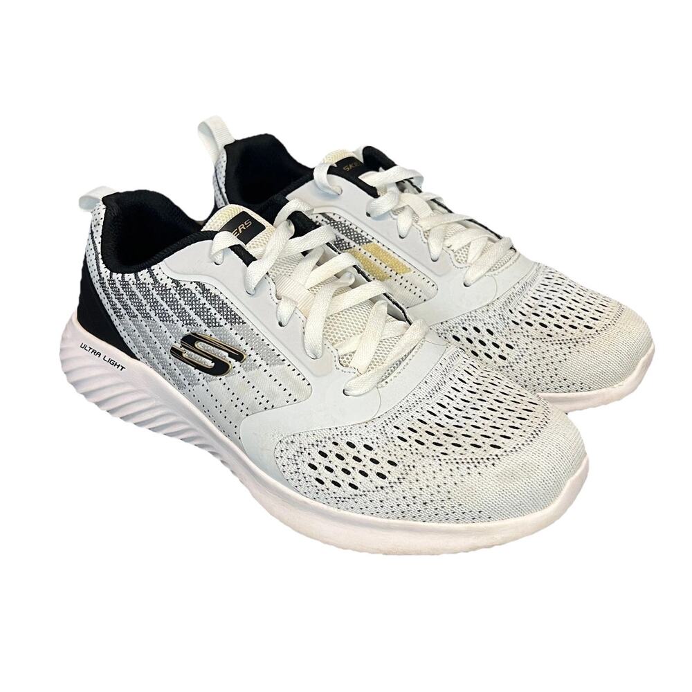 Skechers Bounder Verkona Running Shoes Mens Sz 9 White Athletic Sneakers Comfort